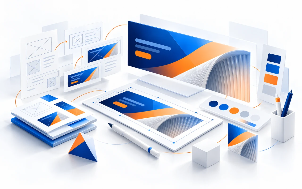 Illustrative overview of articles about HTML5 banners, format planning and production