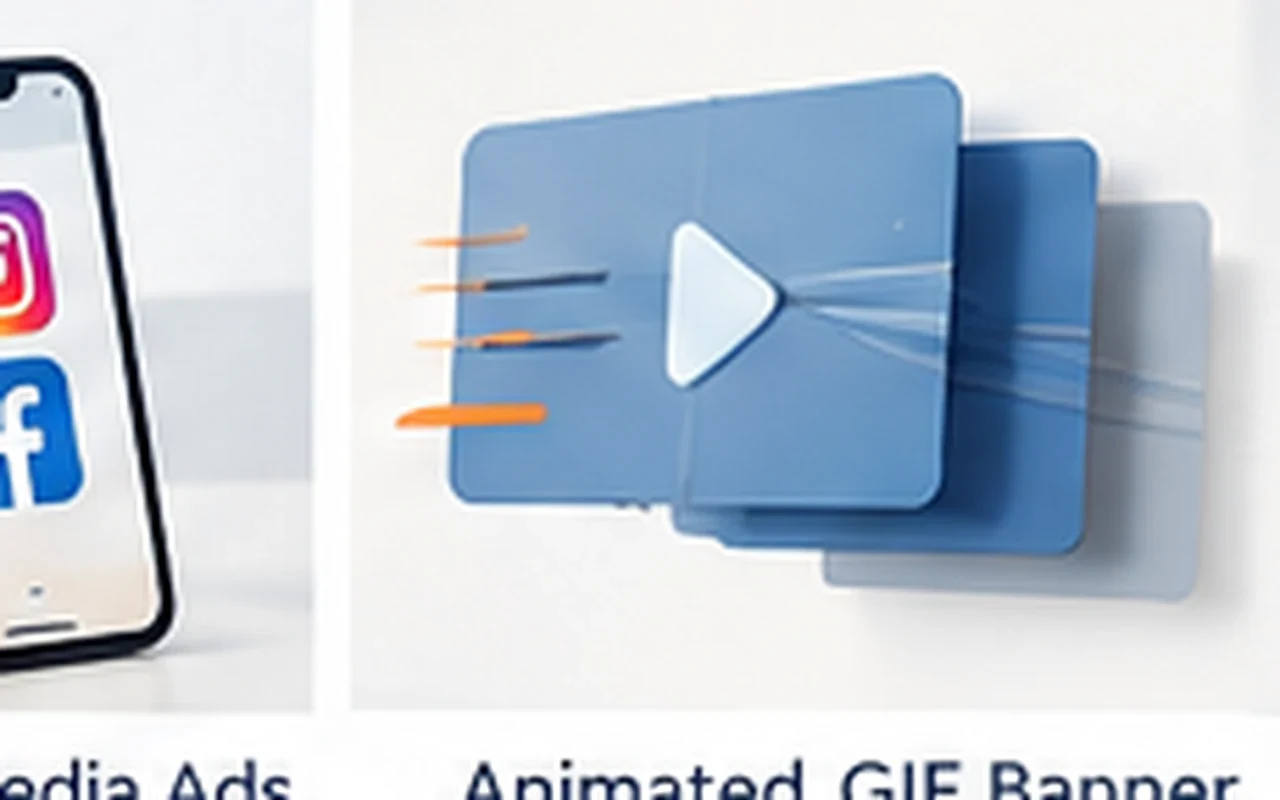 Illustrative knowledge graphic comparing HTML5 and GIF banners