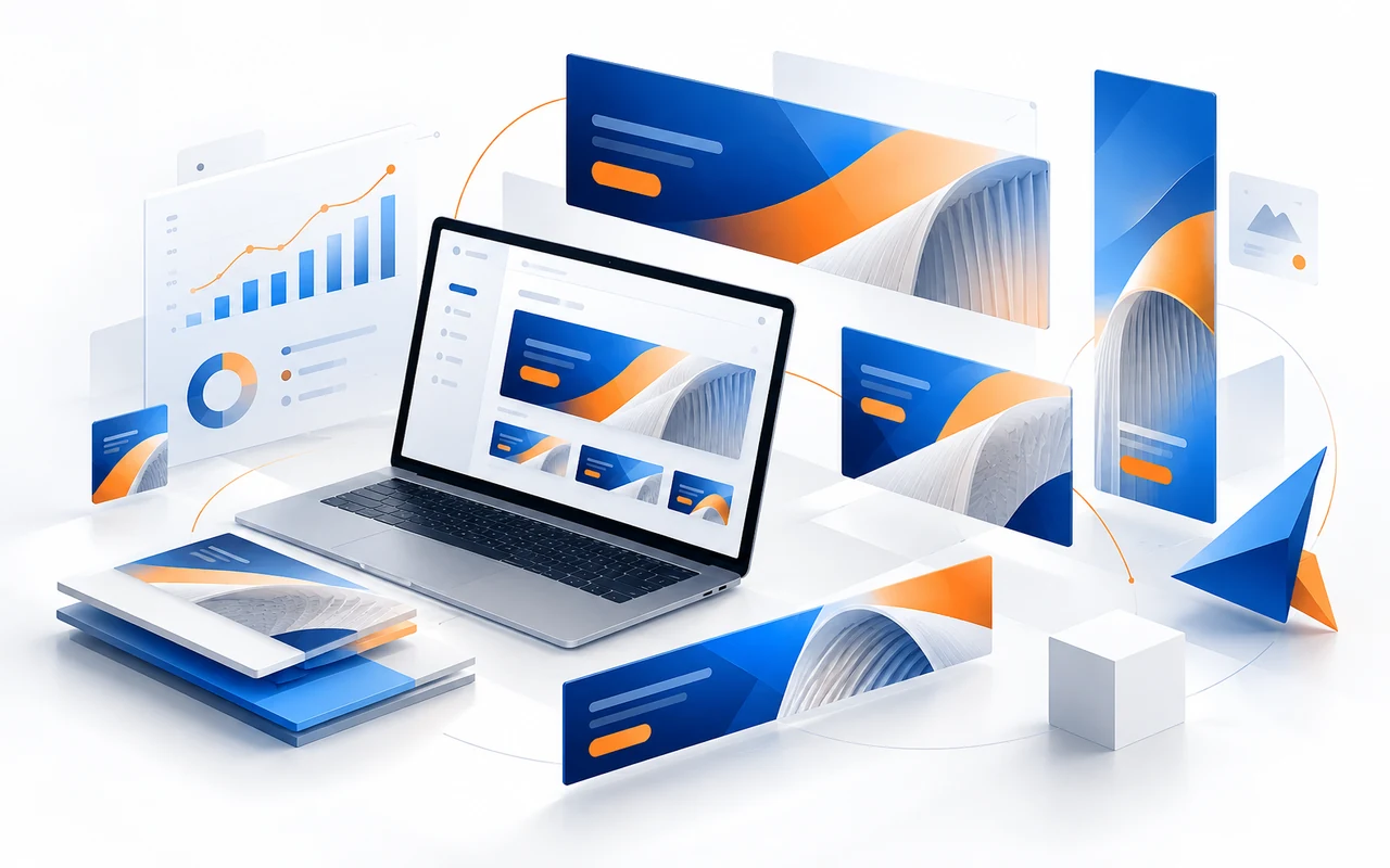 Illustrative overview of different digital ad creatives and campaign formats